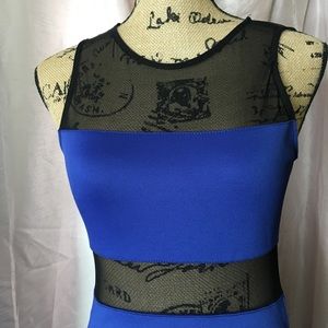 See through black blue dress